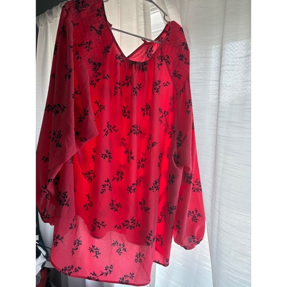 Lane Bryant Floral Print Blouse Top Womens Plus Size 26/28 Pink Black - Picture 2 of 5